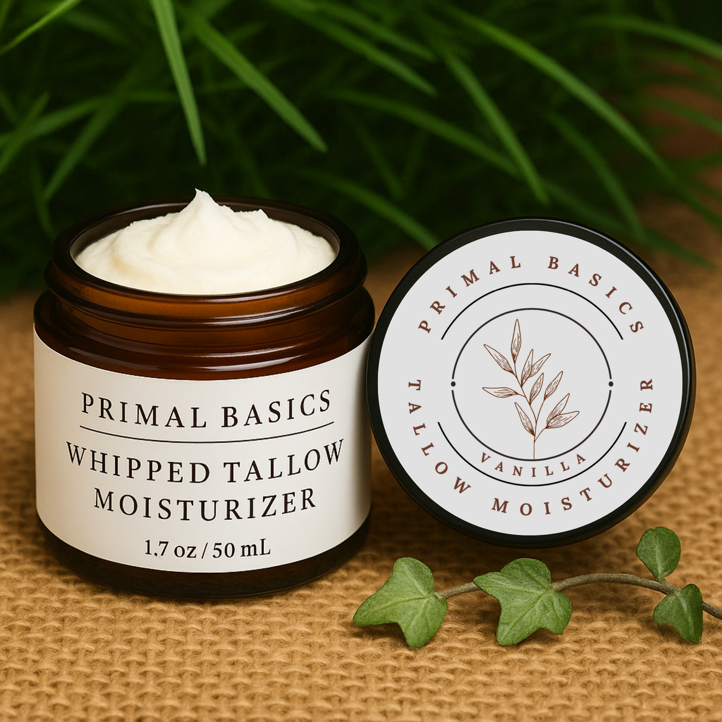 100% Grass Fed Grass Finished Whipped Vanilla Beef Tallow Moisturizer 1.7 oz