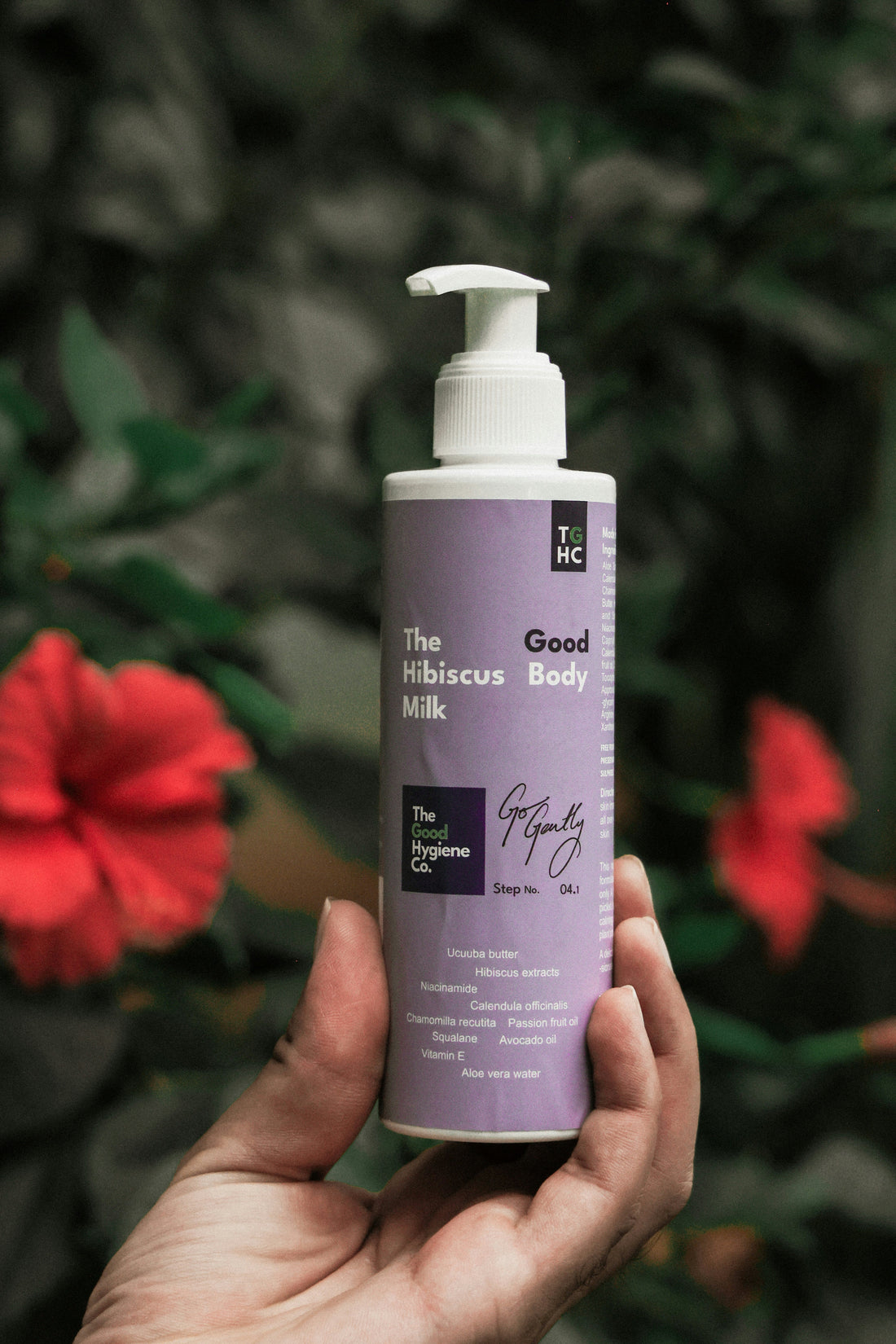 a minimal flat-lay of a moisturizer with visible ingredient list and simple ingredients
