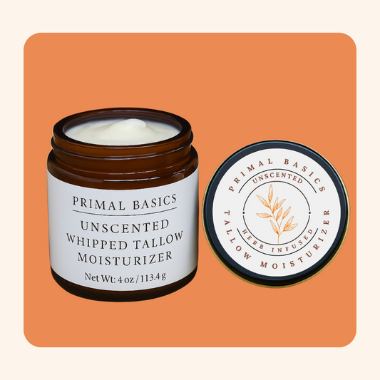 100% Grass Fed Grass Finished Whipped Unscented Beef Tallow Moisturizer 4 oz