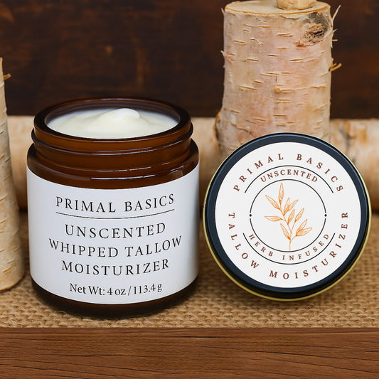 100% Grass Fed Grass Finished Whipped Unscented Beef Tallow Moisturizer 4 oz