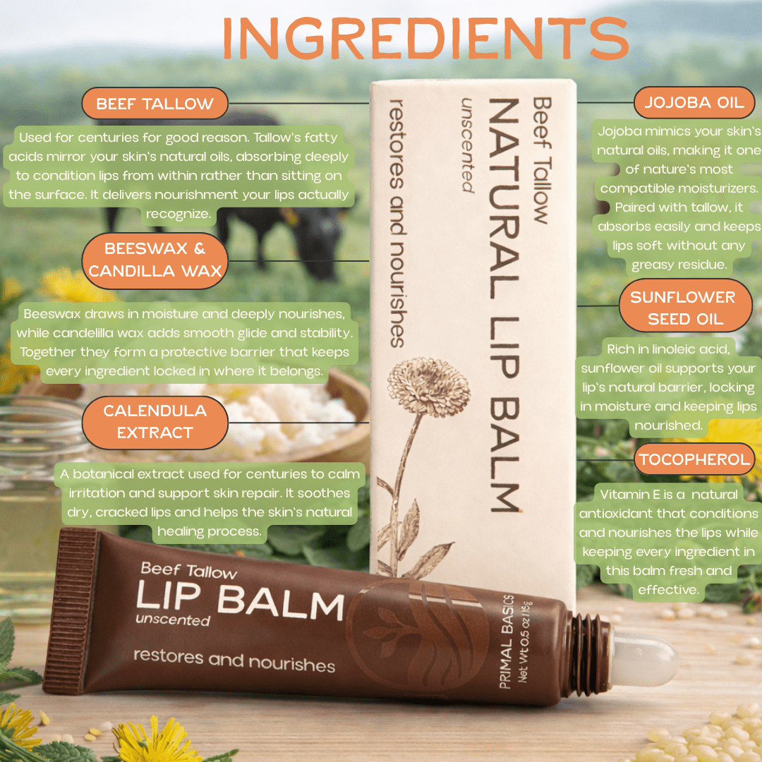 Grass Fed Beef Tallow Lip Balm 0.5 oz